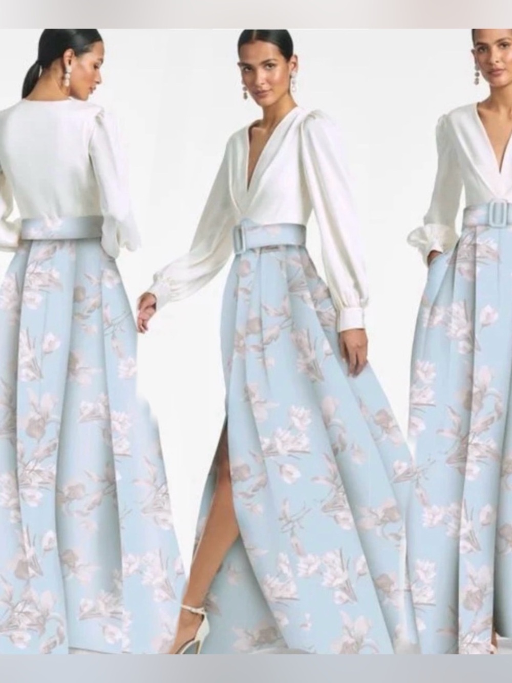 Sachin & Babi Women's Blue Zoe Gown Elegant Floral Maxi Skirt in Light Blue 14